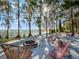 Picturesque backyard featuring lounge seating, fire pit, and peaceful waterfront views perfect for relaxation at 6320 Rocky Point Rd, Lake Wales, FL 33898