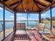 Relaxing seating inside a gazebo offering an unobstructed view of the lake at 6320 Rocky Point Rd, Lake Wales, FL 33898