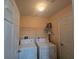 Laundry room with washer, dryer and shelving at 713 Swan Way, Kissimmee, FL 34758