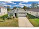 Single story house with gray siding and a two car garage, viewed from above at 10157 Spring Lake Dr, Clermont, FL 34711