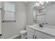 Simple bathroom with single vanity, toilet and shower/tub combo at 10157 Spring Lake Dr, Clermont, FL 34711