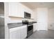 Modern kitchen featuring stainless steel appliances, granite countertops, and white cabinetry at 2723 Sunkissed Dr, St Cloud, FL 34771