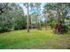 Spacious backyard with lush greenery and a tree swing at 6408 Shoreline Ct, St Cloud, FL 34771