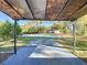 Shaded backyard pool area with view of pool and lush landscaping at 4317 Ne 12Th St, Ocala, FL 34470