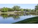 Scenic pond view with a walking bridge, lush greenery, and a duck swimming in the calm water at 5342 Horton Ln, Orlando, FL 32814