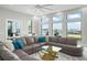 Relaxing living room with large sectional sofa and stunning water views at 7811 Skiing Way, Winter Garden, FL 34787