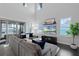 Bright and airy living room featuring a high ceiling, comfortable seating, and hardwood floors at 9133 Smithies St, Orlando, FL 32827