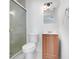 Bathroom featuring vanity, toilet, and glass shower stall at 2341 Hadley St, Deltona, FL 32738