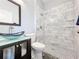 Modern bathroom with glass vessel sink and walk-in shower at 2510 Black Lake Blvd, Winter Garden, FL 34787