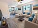 Open-concept living room featuring wood floors, neutral walls, updated furnishings in a staged setting at 19942 Se 155Th Pl, Umatilla, FL 32784