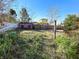Overgrown backyard with a shed and wooden fence at 2708 Sedgefield Avenue, Deltona, FL 32725