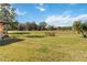 Expansive backyard with lush green grass, mature trees, and ample space for outdoor activities at 7 Huntley Ct., Haines City, FL 33844