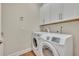 Laundry room with washer, dryer, and white cabinets at 14157 Creekbed Cir, Winter Garden, FL 34787