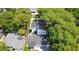 Aerial view showcases a home with dark roof, white exterior, fenced yard and mature landscaping at 5255 Seminole Ave, Winter Park, FL 32792