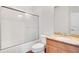 Bathroom showcasing a shower and vanity with granite countertops at 1131 Fern Ave, Orlando, FL 32814