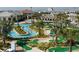 Aerial view of community pool, lazy river and mini golf at 2763 Oxymoron Way, Kissimmee, FL 34746