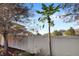 Landscaped backyard with a privacy wall and papaya tree at 10713 Berry Creek Rd, Orlando, FL 32836