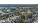 Aerial view of a neighborhood showing houses, roads, and a lake in the distance at 3342 Kaleigh Ct, Saint Cloud, FL 34772