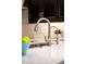 A stainless steel kitchen sink with a modern faucet set against white quartz countertops at 1219 Verdant Glade Pl, Winter Park, FL 32792