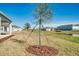 Spacious backyard with a newly planted tree, pond and views of neighboring homes at 142 Jones Fish Camp Rd, Edgewater, FL 32141