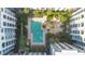 Community pool and courtyard view from above at 304 E South St # 5029, Orlando, FL 32801