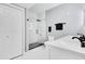 Updated bathroom featuring a double vanity and a large walk-in shower at 304 E South St # 5029, Orlando, FL 32801