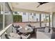 Cozy screened porch with comfortable seating and a view of the backyard at 450 Cherokee Dr, Orlando, FL 32801