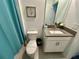 Clean bathroom with tub shower combo, toilet and vanity at 8900 Takeaway Way, Davenport, FL 33896