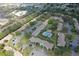 Aerial shot of a neighborhood featuring well-maintained townhomes, swimming pool, and lush landscaping at 1207 Lucaya Cir, Orlando, FL 32824