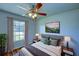 Bright bedroom has natural light and wood look floors, offering a relaxing atmosphere at 637 Twin Lake Ave, Deltona, FL 32738
