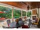 Covered patio with fireplace, pool view, and comfortable seating at 1426 Nottingham St, Orlando, FL 32803
