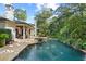 Inviting swimming pool surrounded by a stone patio and tropical landscaping at 1426 Nottingham St, Orlando, FL 32803