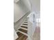 Modern staircase with dark wood steps and white risers at 15322 Murcott Blossom Blvd, Winter Garden, FL 34787
