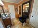 Spacious bathroom with double sinks, large mirror and a walk-in shower at 1641 Lake Marion Dr, Apopka, FL 32712