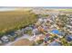 An aerial view showcasing a single-Gathering house nestled within a residential neighborhood at 632 Kermarah Ave, Haines City, FL 33844