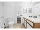 Clean bathroom with single sink vanity, toilet and shower/tub combo at 3900 Southpointe Dr # 127, Orlando, FL 32822