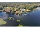 Aerial view of waterfront home with private dock and lush landscaping at 3644 Lake Shore Dr, Apopka, FL 32703