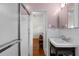 Clean bathroom with shower and view of bedroom at 3644 Lake Shore Dr, Apopka, FL 32703