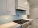 Modern kitchen with gas stove and light blue backsplash at 821 E 1St Ave, New Smyrna Beach, FL 32169