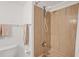 Shower stall with wood-paneled walls at 1420 N Atlantic Ave # 1501, Daytona Beach, FL 32118