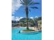 Serene pool area with swaying palm trees and a comfortable wading area for residents to relax at 26812 Augusta Springs Cir, Leesburg, FL 34748