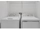 The laundry area has a brand new washer and dryer unit with overhead storage at 307 River Front Way, Edgewater, FL 32141