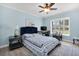 Blue bedroom with queen bed and built-in workspace at 5011 Winwood Way, Orlando, FL 32819