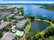 Aerial view of community pool and lakefront property at 3315 Parkchester Square Blvd # 102, Orlando, FL 32835