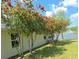 Exterior shot of a house with bottle brush trees lining the back, overlooking the pond and fountain at 164 Pergola Pl, Ormond Beach, FL 32174