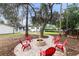 Relaxing patio with fire pit and seating area, surrounded by trees at 505 Sir Arthur Ct, Apopka, FL 32712