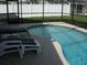 Inviting kidney-shaped pool with a screened enclosure and lounge chairs at 603 Keppel Ct, Kissimmee, FL 34746