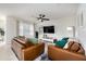 Relaxing living room featuring leather sofas and large windows at 1016 Brooklet Dr, Davenport, FL 33837