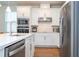 Modern kitchen with stainless steel appliances and white shaker cabinets at 14025 Kauai Dr, Orlando, FL 32827