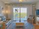 Comfortable living room with water views and a large TV at 5 Riverwalk Dr # 503, New Smyrna Beach, FL 32169